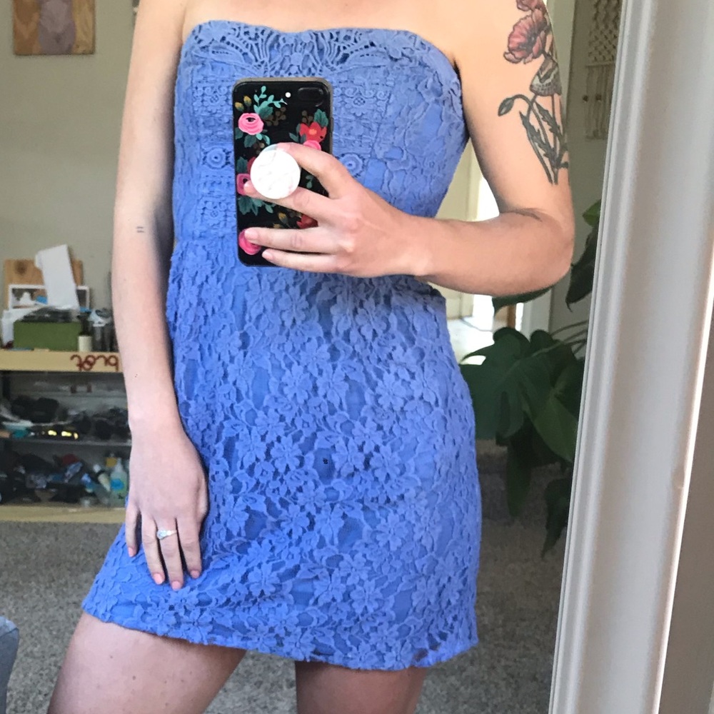 Free People Strapless Lace Mini Dress